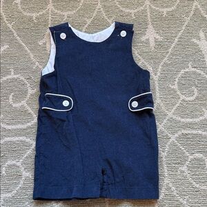 Little English Navy Corduroy Romper Jon Jon Size 12 Months